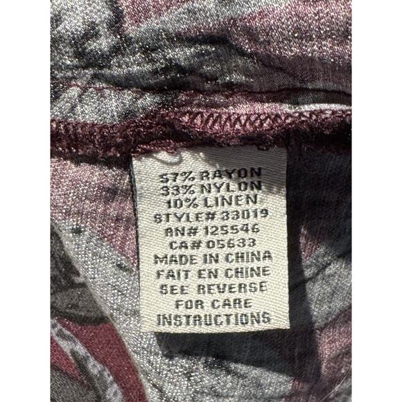 Habitat Boxy Top Size L Maroon Gray Floral Cowl Neck 3/4 Sleeves Relaxed - Picture 4 of 5